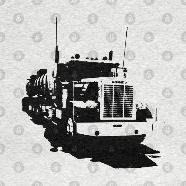 Freightliner classic 1980s big rig truck monoblock black by soitwouldseem